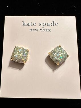 NWT Kate Spade NY Women’s Small 10mm Square Stud Multicolor Glitter Earrings